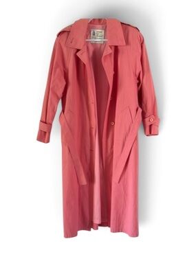 London Fog Peach Pink Coral Trench Coat 10